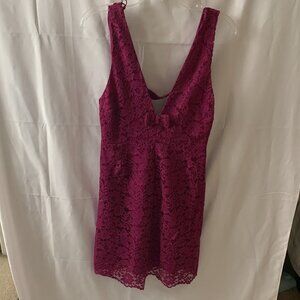 ZARA Lace Mini Pinafore Dress in Fuchsia Sz MEDIUM